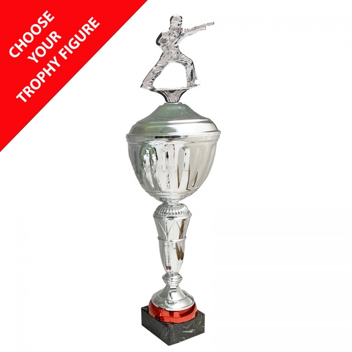  METAL FIGURE TROPHY WITH RED BASE  - AVAILABLE IN 4 SIZES